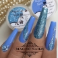 Preview: Winter Nageldesign in blau und Chrome