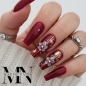 Preview: Luxus Weinrote Nägel - 3D Naildesigns Riosegold Folie