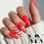 Preview: Pink Rote Nägel - Nageldesign - Winter Zuckerstange Schleife