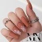 Preview: Rotbraunes UV Gel - Matte Nägel mit Schneeflocken peach nude