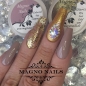 Preview: Herbstnägel - Herbst Nageldesign Nude Gold Overlays Strasssteine