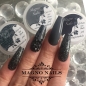 Preview: Winternägel - Nail Art Ideen - Nageldesign Schwarz Strasssteine grau