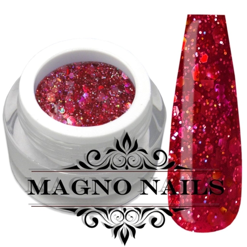 Farbgel rot mit Glitter Pailetten deckend