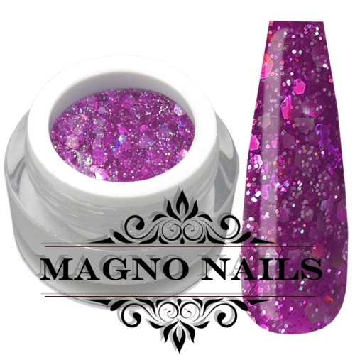 UV Glitter Gel lila mit Pailetten rainbow