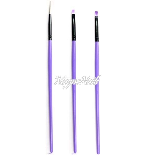 Nail Art Pinsel Set 3 -Teilig Nagelpinsel Nägel Nagelstudio Zubehör Günstig Schnäppchen