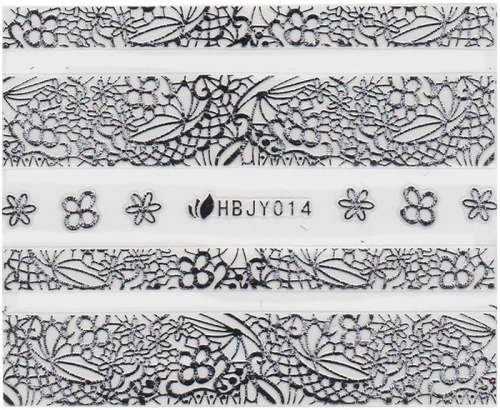 3D Lace Metallic Sticker - silber Ornamente Seblstklebende Aufkleber Nagelsticker Nagelaufkleber