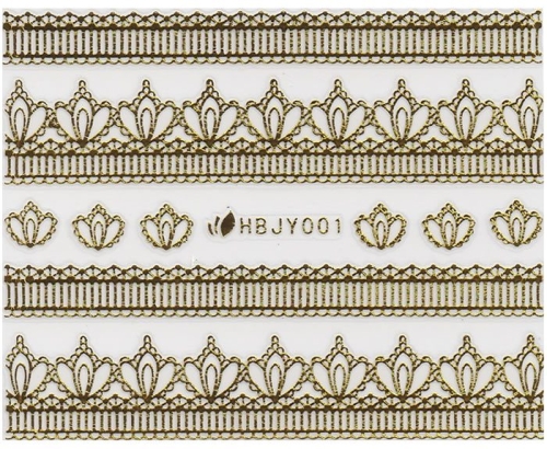 3D Lace Metallic Sticker - gold Ornamente Seblstklebende Aufkleber Nagelsticker Nagelaufkleber