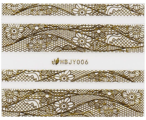 3D Lace Metallic Sticker - gold Ornamente Seblstklebende Aufkleber Nagelsticker Nagelaufkleber