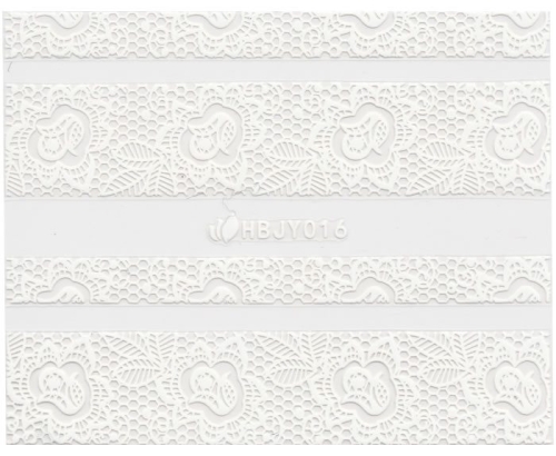 3D Lace Metallic Sticker - weiß Ornamente Seblstklebende Aufkleber Nagelsticker Nagelaufkleber