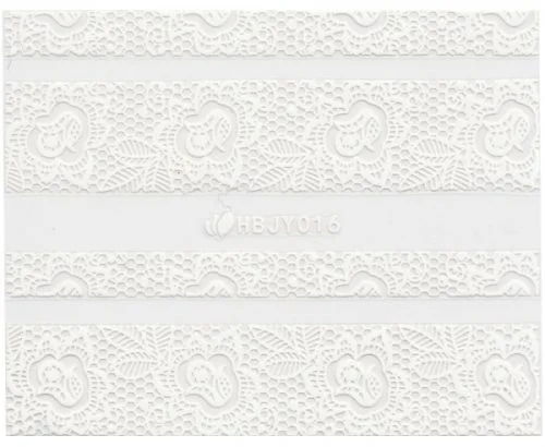 3D Lace Metallic Sticker - weiß Ornamente Seblstklebende Aufkleber Nagelsticker Nagelaufkleber