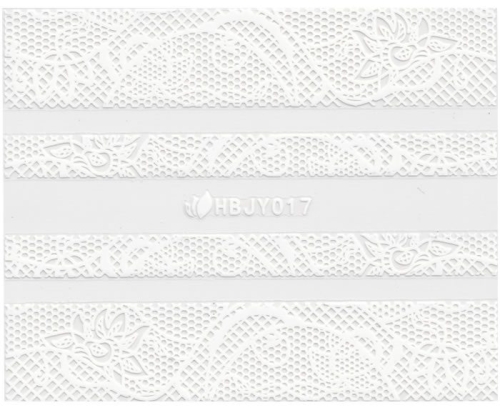 3D Lace Metallic Sticker - weiß Ornamente Seblstklebende Aufkleber Nagelsticker Nagelaufkleber