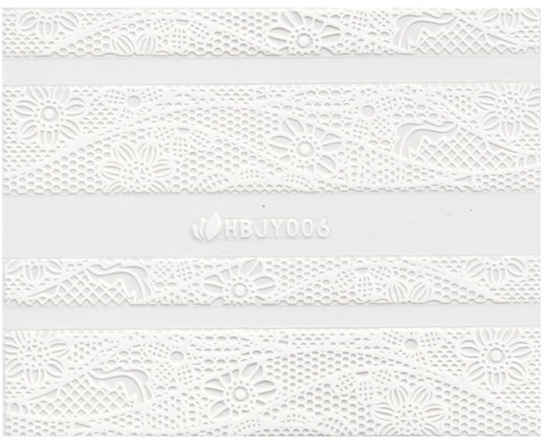 3D Lace Metallic Sticker - weiß Ornamente Seblstklebende Aufkleber Nagelsticker Nagelaufkleber