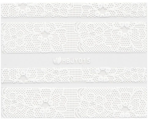 3D Lace Metallic Sticker - weiß Ornamente Seblstklebende Aufkleber Nagelsticker Nagelaufkleber