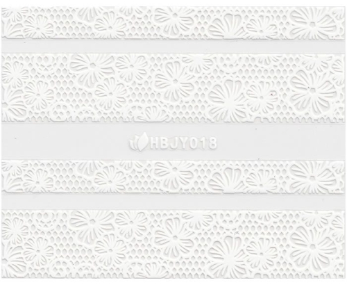 3D Lace Metallic Sticker - weiß Ornamente Seblstklebende Aufkleber Nagelsticker Nagelaufkleber