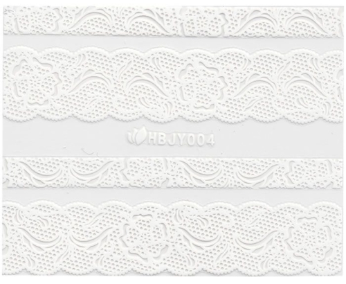 3D Lace Metallic Sticker - weiß Ornamente Seblstklebende Aufkleber Nagelsticker Nagelaufkleber