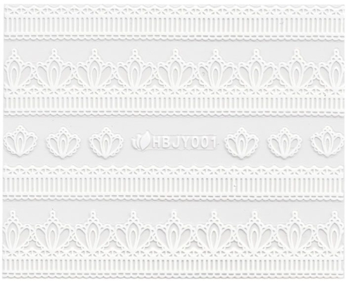 3D Lace Metallic Sticker - weiß Ornamente Seblstklebende Aufkleber Nagelsticker Nagelaufkleber