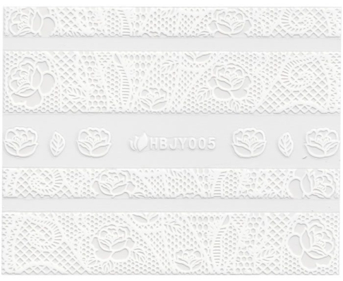 3D Lace Metallic Sticker - weiß Ornamente Seblstklebende Aufkleber Nagelsticker Nagelaufkleber