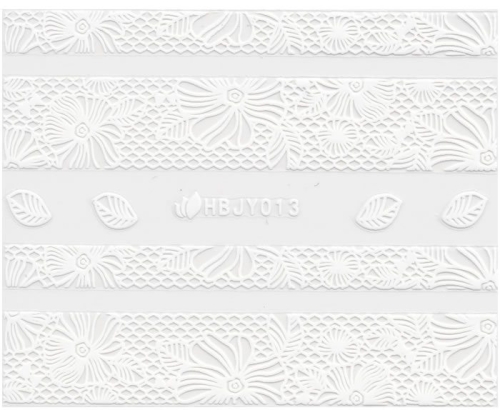 3D Lace Metallic Sticker - weiß Ornamente Seblstklebende Aufkleber Nagelsticker Nagelaufkleber
