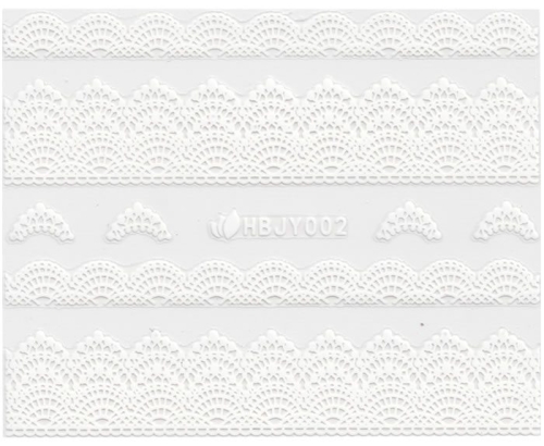 3D Lace Metallic Sticker - weiß Ornamente Seblstklebende Aufkleber Nagelsticker Nagelaufkleber
