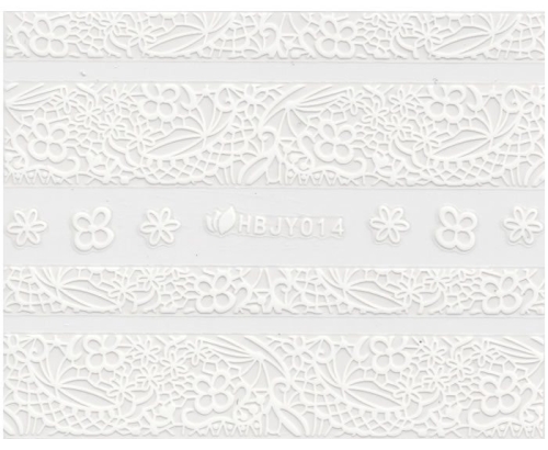 3D Lace Metallic Sticker - weiß Ornamente Seblstklebende Aufkleber Nagelsticker Nagelaufkleber