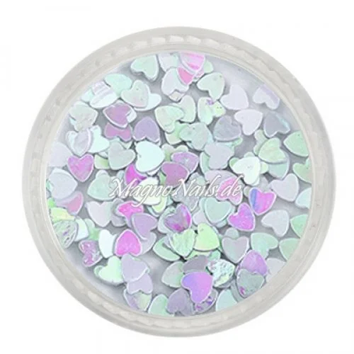 Glitter Shapes - Einlegemotive - Herzen weiß Nail Art Nails Nagel Nögel Nailart