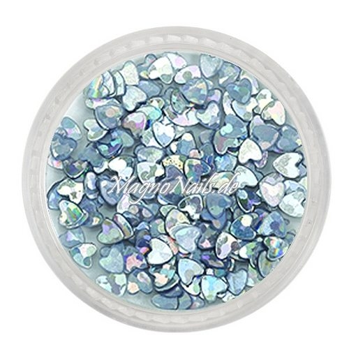 Glitter Shapes - Einlegemotive - Herzen silber hologramm Nail Art Nails Nagel Nögel Nailart