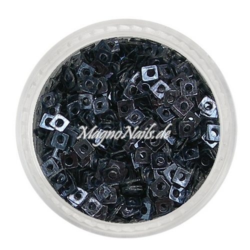 Glitter Shapes - Einlegemotive - Quadrat anthrazit metallic Nail Art Nails Nagel Nögel Nailart