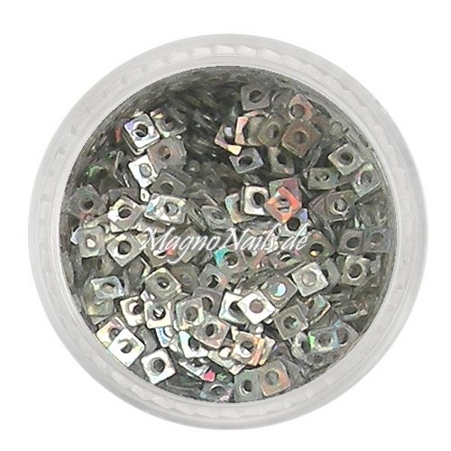 Glitter Shapes - Einlegemotive - Quadrat silber hologramm Nail Art Nails Nagel Nögel Nailart Einleger