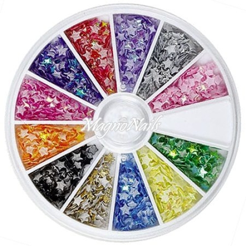 3D Einlegemotive - Shapes Sterne in einer Rondell Nail Art Soft Einleger