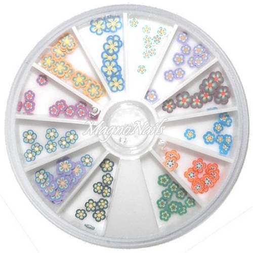 Fimo Einlegemotive - Blumen in einer Rondell Nageldesign Nägel Nailart Nails Nagelstudio