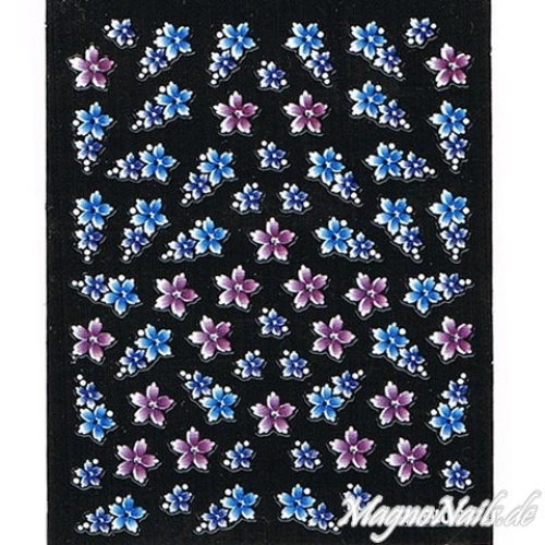 Nail Art 2D Sticker Nagelaufkleber Aufkleber Nageldesign Nägel selbstklebend Blumen Blau