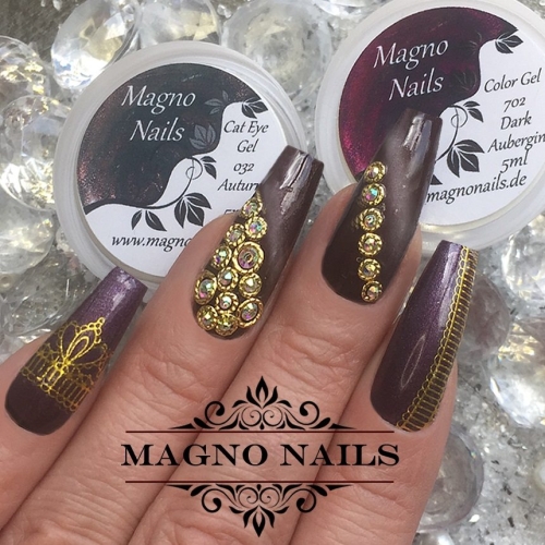 Preview: Herst Nägel mit Overlays - Metallic Gel Dark Aubergine