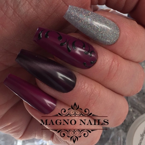 Preview: Nail Art Ideen - Halloween Nägel Lia Cateye Silber