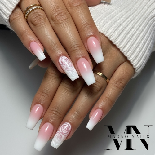 Preview: Neon Pink Polygel - Baby Pink Luxus Babyboomerm Nägel