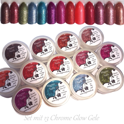 UV Gel Set - Chrome Glow Gele - 13 Teilig