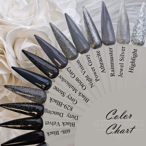 Preview: Farben aufgetragen Tips Nägeldesign Nails schwarz silber grau