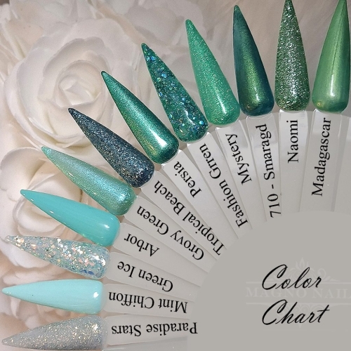 Preview: Hell Mint Grün Farbpalette Farbtips Nageltips Farbkarte aufgetragen