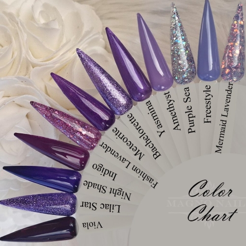 Preview: Lila Purple Nageldesign Tips aufgetragen