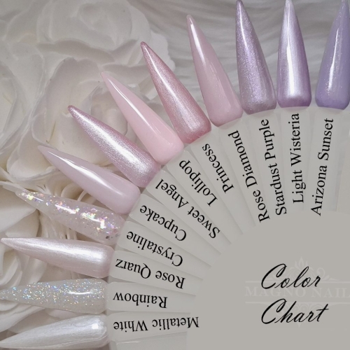Preview: Weiss Flieder Rosa Farbpalette Farbkarte Nageltips Nageldesign Nägel