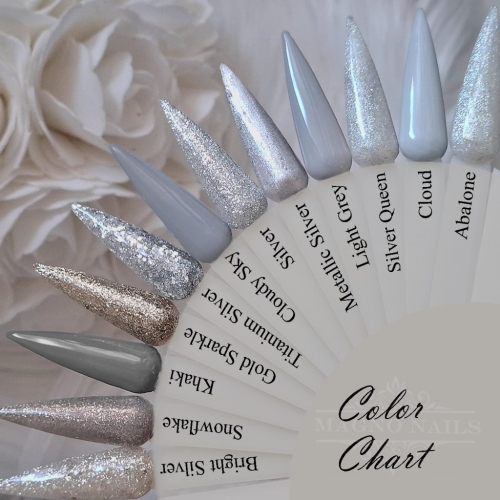 Preview: Grau Weiß Silver gold Chrome Glitter Glitzer Farbpalette Nägel Tips Nageldesign