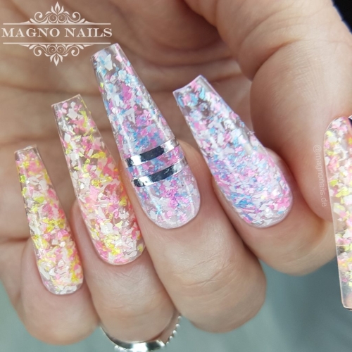 Preview: Confetti Nägel - Neon Flakes Pailetten Pulver