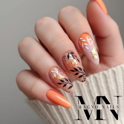 Preview: Farbgel Mango Orange Herbstdesign Herbstnägel