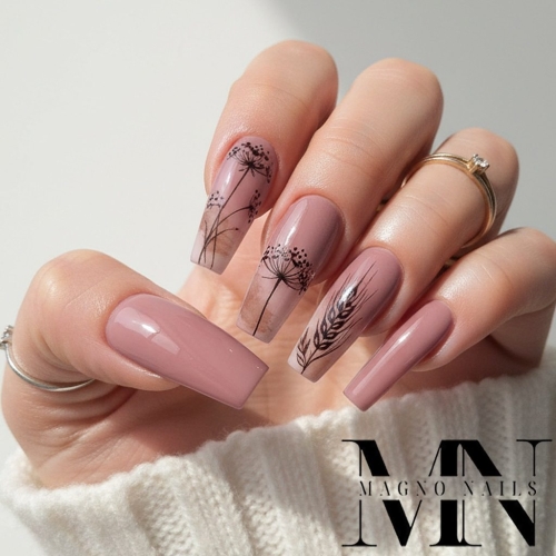 Preview: Herbstnägel - Schilf Pusteblume Nageldesign Ideen