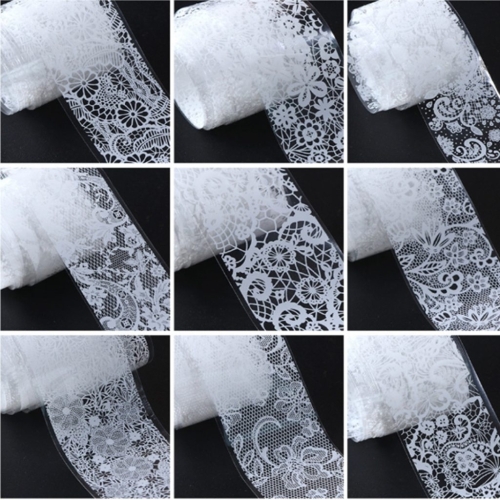 Nail Art Transfer Folien Set - Lace white Nagelfolie Nageldesign Folie Tranferfolie Nailart