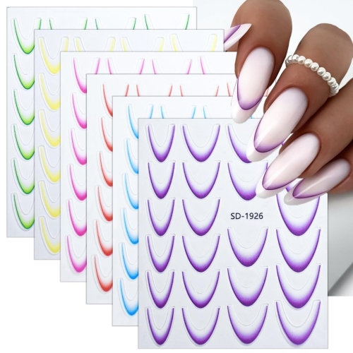 Preview: 2D French Line - Ombré French Sticker bunt pinklila