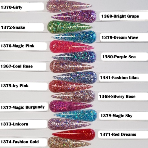 Preview: Nail Bunte Glitter Gele - Lila Blau Rot Violett Mixglitter Grün