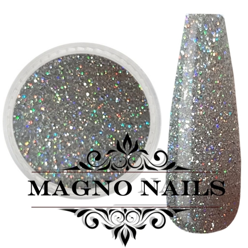 Preview: Nail Art Glitterpuder silber hologramm fein