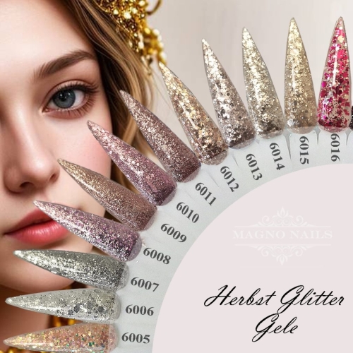 Preview: Herbst Glitter Gele mit Pailetten