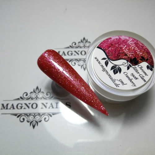 Preview: UV Gel - 1908 - Chrome Glitter Glam Gel - Cranberry