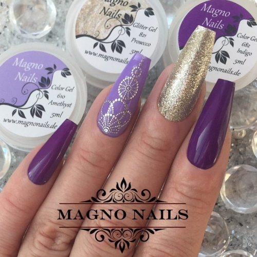 Preview: Lila Gold Nägel - Nageldesign ideen